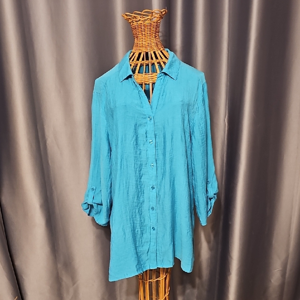Chico's Vibrant Blue Button-Down Shirt